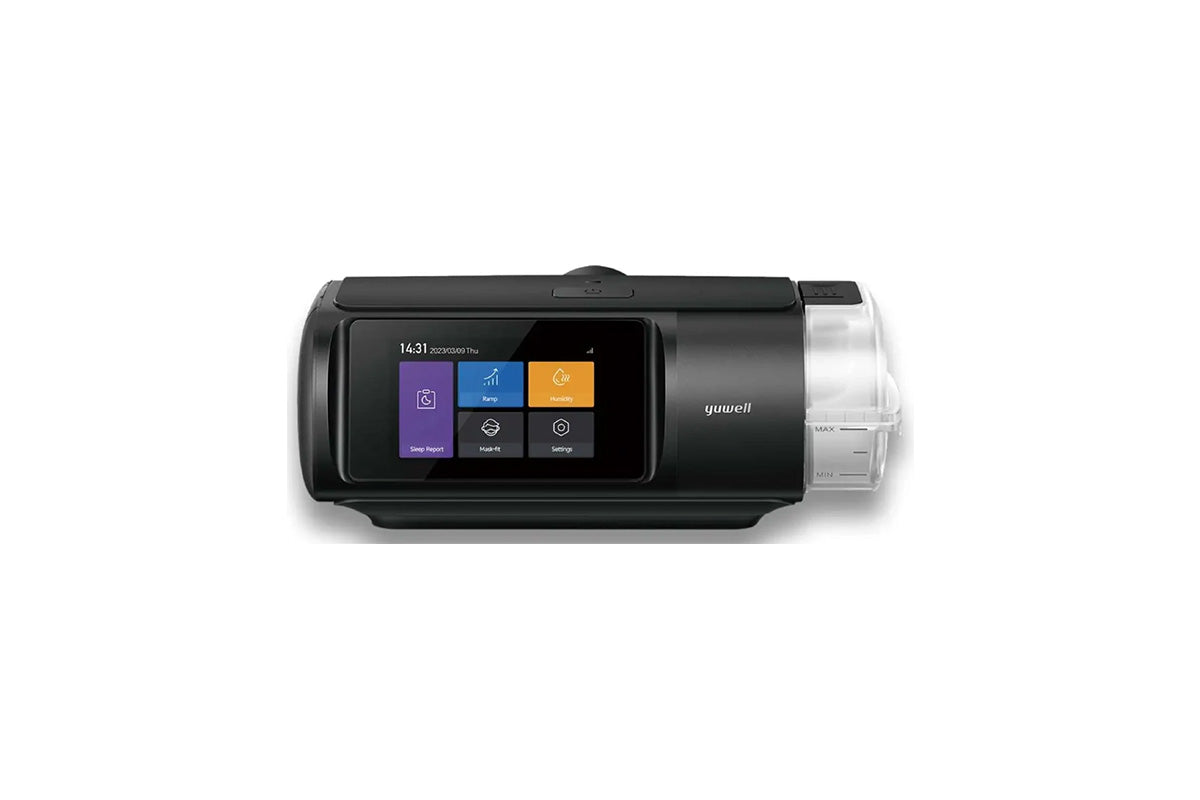 Yuwell BreathCare III Auto CPAP device with integrated humidifier and 3.5-inch color touch screen.
