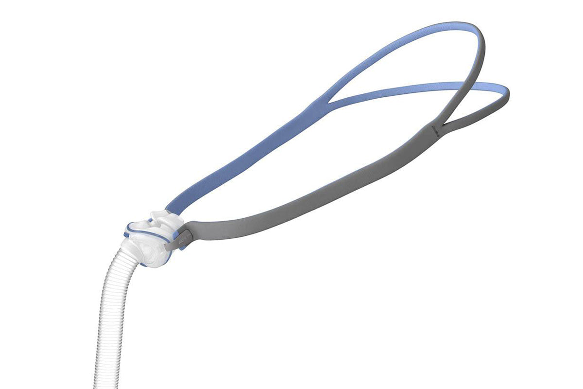 ResMed AirFit P10 nasal pillow mask shown with lightweight design, ideal for quiet and comfortable CPAP therapy.